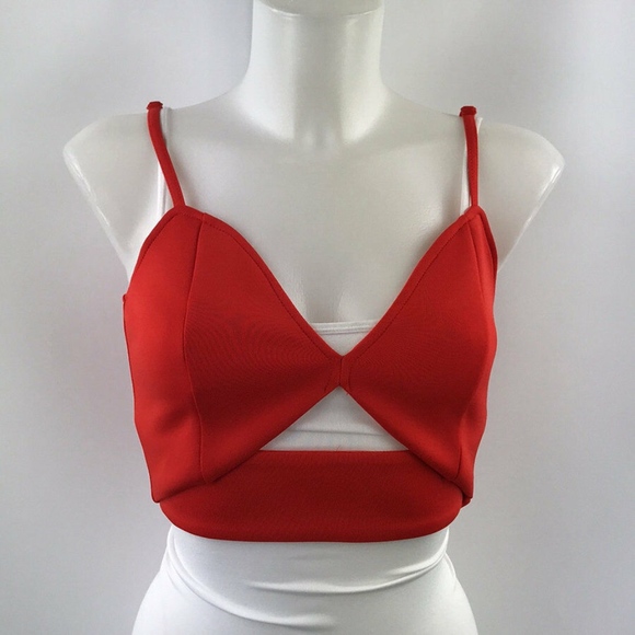 Sabo Skirt Tops - Sabo Skirt Red Cropped Cut Out Tank Size XS